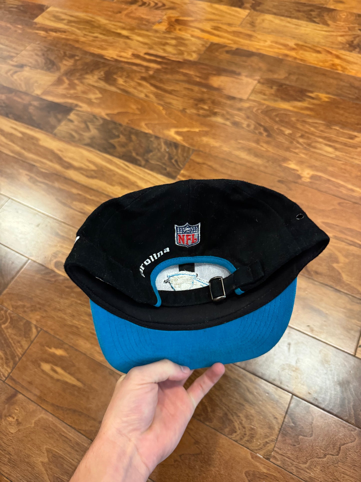 90s Carolina Panthers Logo Athletic Striped Hat (OS)
