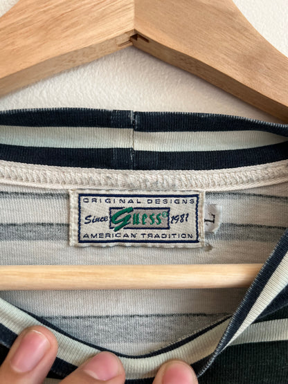 90s Guess Embroidered Striped Long-Sleeve Shirt (L)