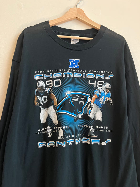 2003 Carolina Panthers Julius Peppers & Stephen Davis 2003 NFC Champions Long Sleeve (XXL)