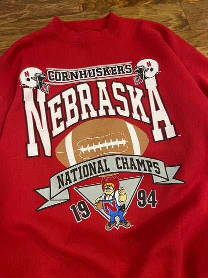 1994 Nebraska Cornhuskers Vintage Football Crewneck (L)