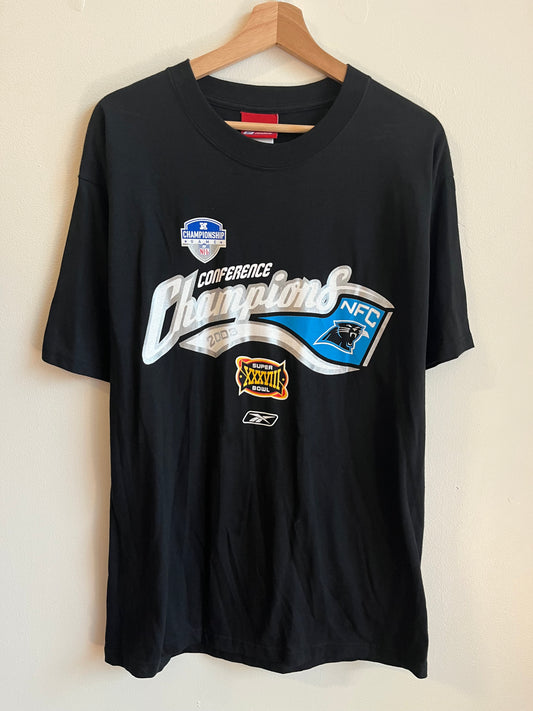 2003 Carolina Panthers NFC Champions Black Reebok Tee (M)