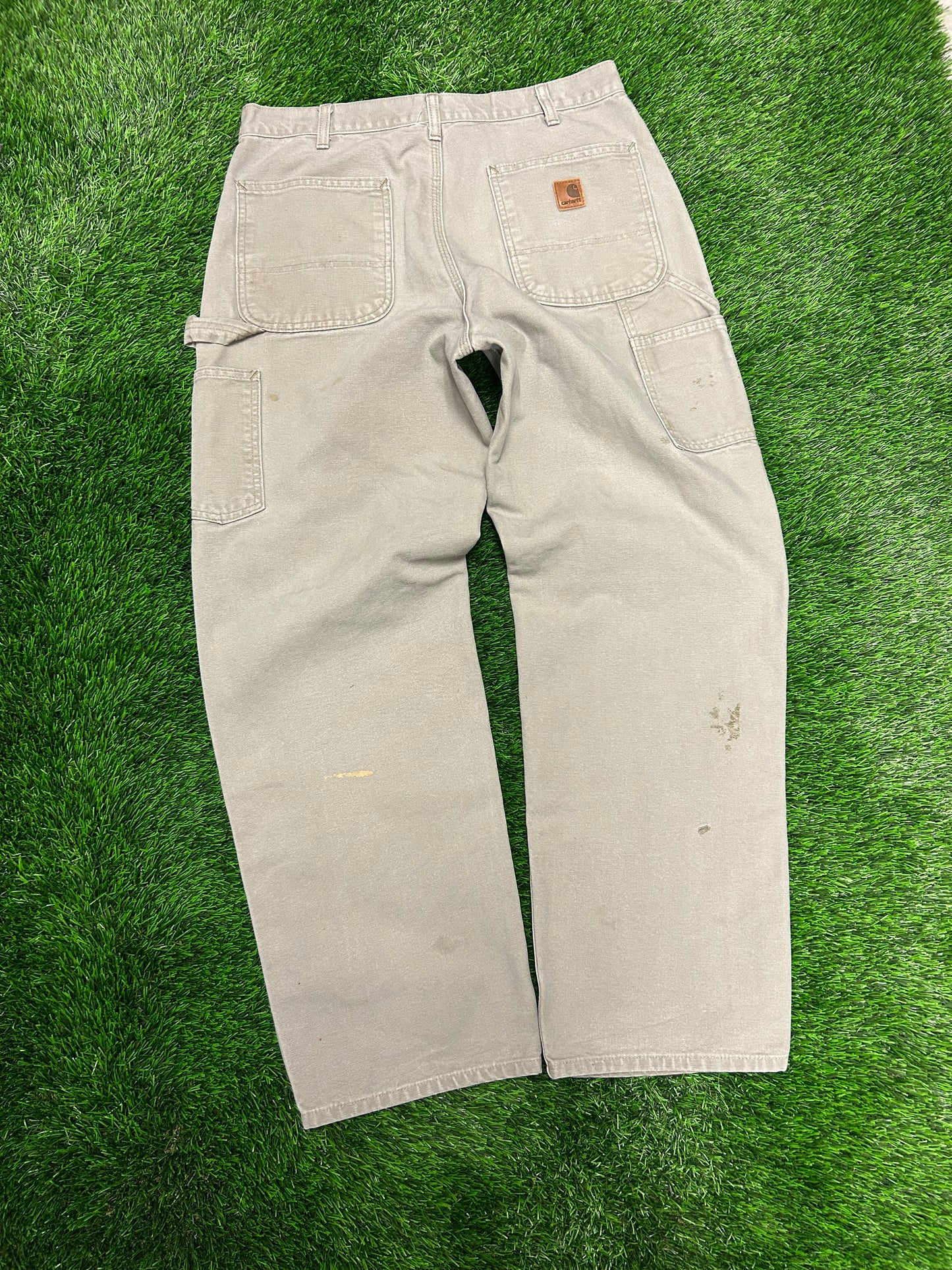 2010 Carhartt Beige Vintage Carpenter Workwear Pants (33 x 32)
