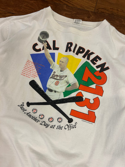 90s Cal Ripken Baltimore Orioles Ironman 2131 Games Tee (XL)