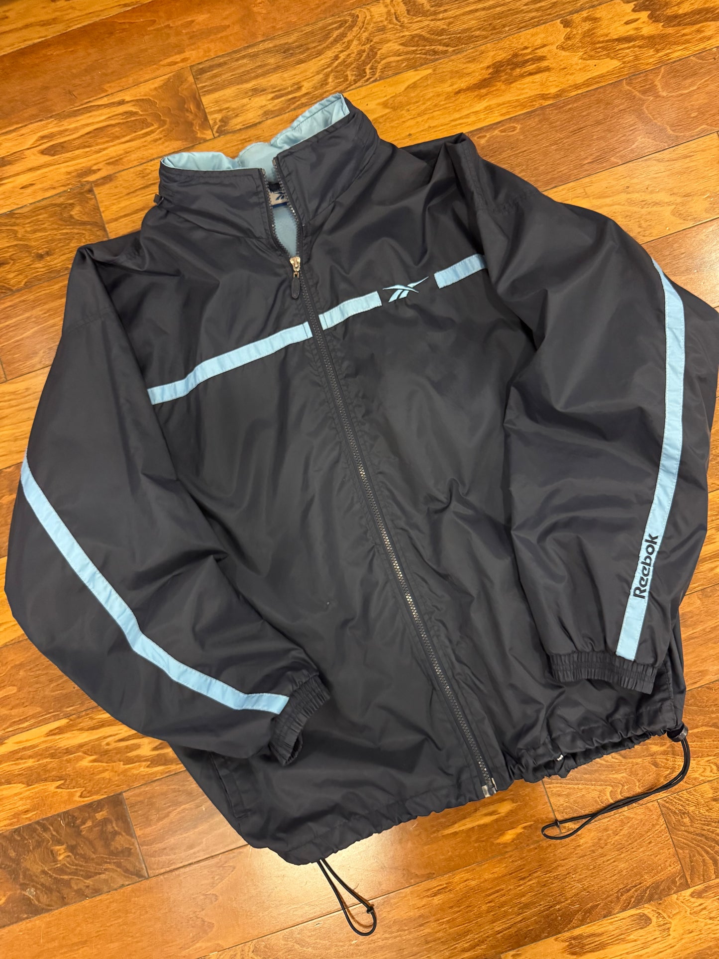 00s Reebok Blue Striped Windbreaker (XL)