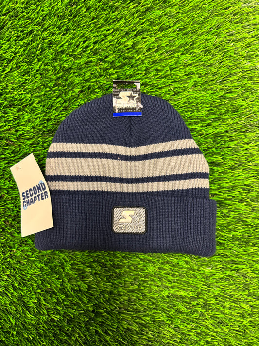 2004 Starter Navy Striped Cuffed Deadstock Beanie (OS)
