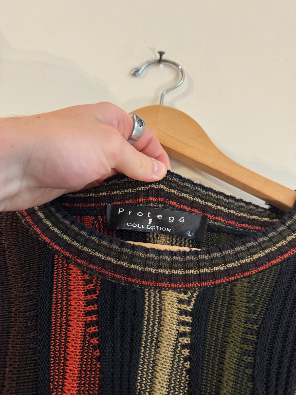 90s Protege 3D Knit Striped Sweater (L)