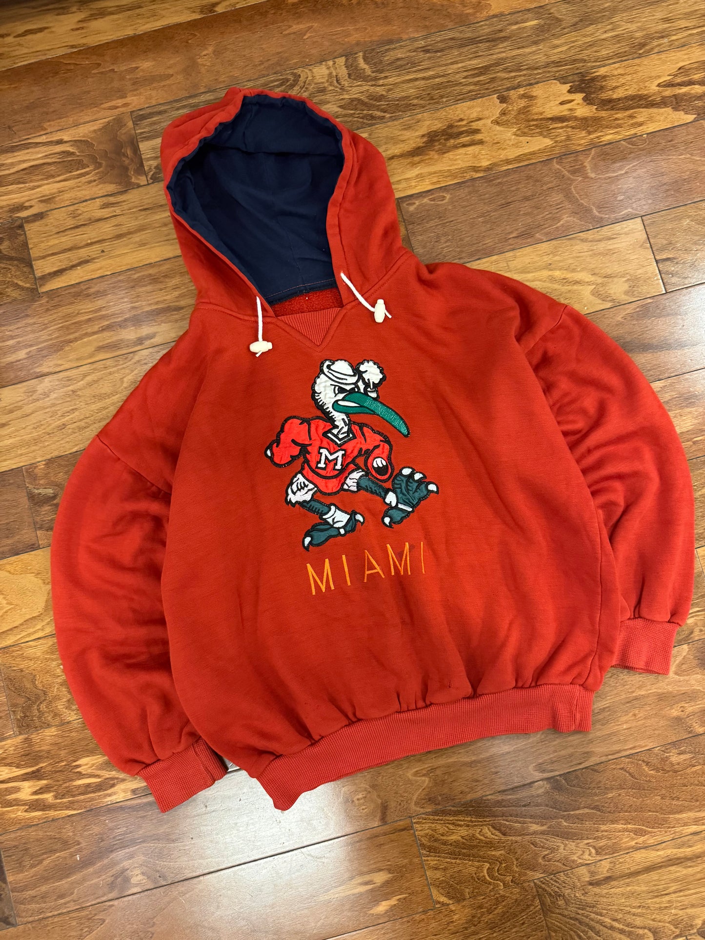 90s Miami Hurricanes Vintage Mascot Hoodie (L)