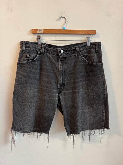 90s Levi's 550 Orange tab Stained Black Shorts (36)