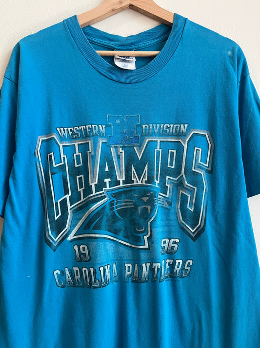 1996 Carolina Panthers Blue West Division Stained Tee (L)