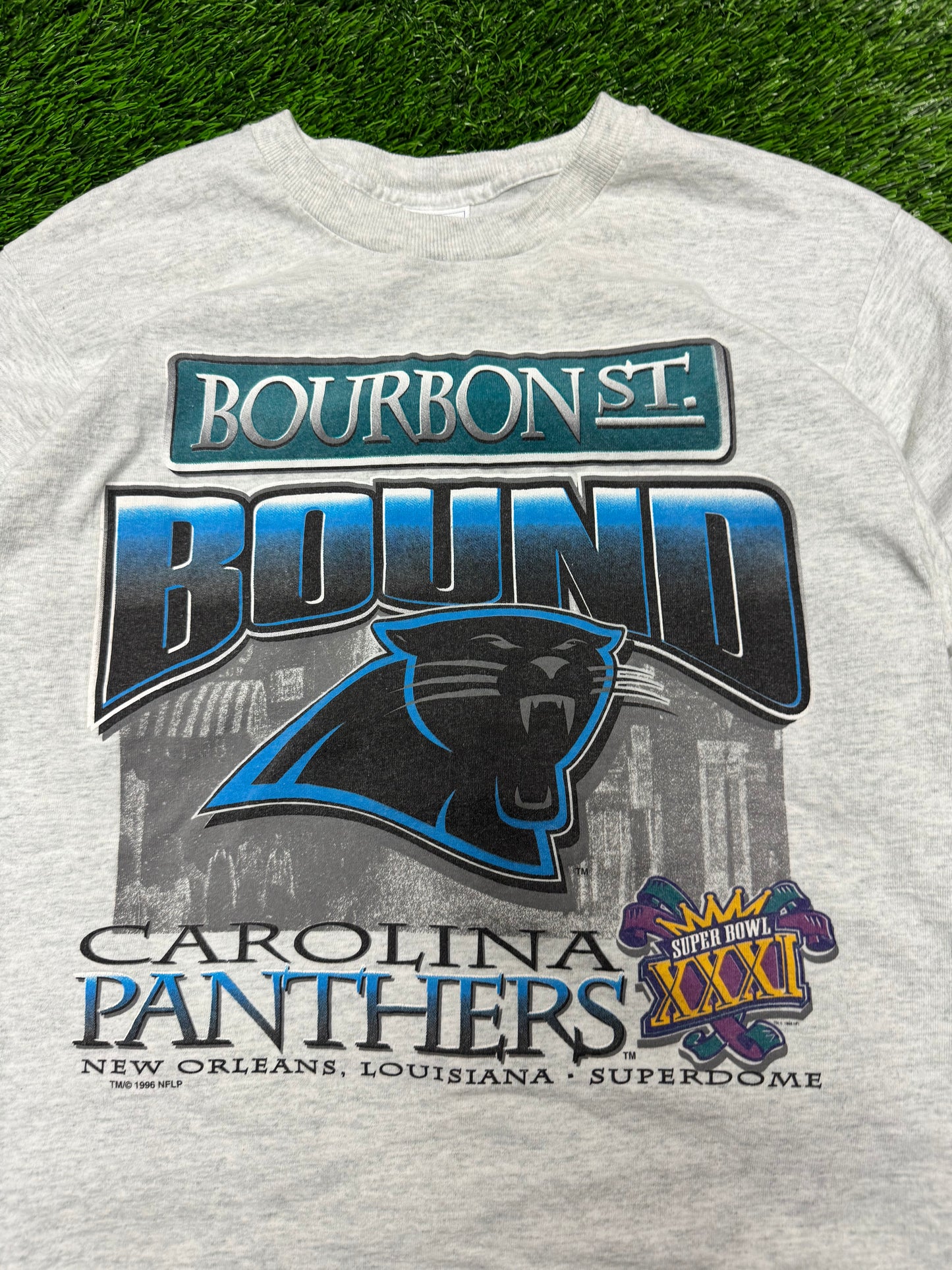 1996 Carolina Panthers Bourbon St Super Bowl Tee (M)