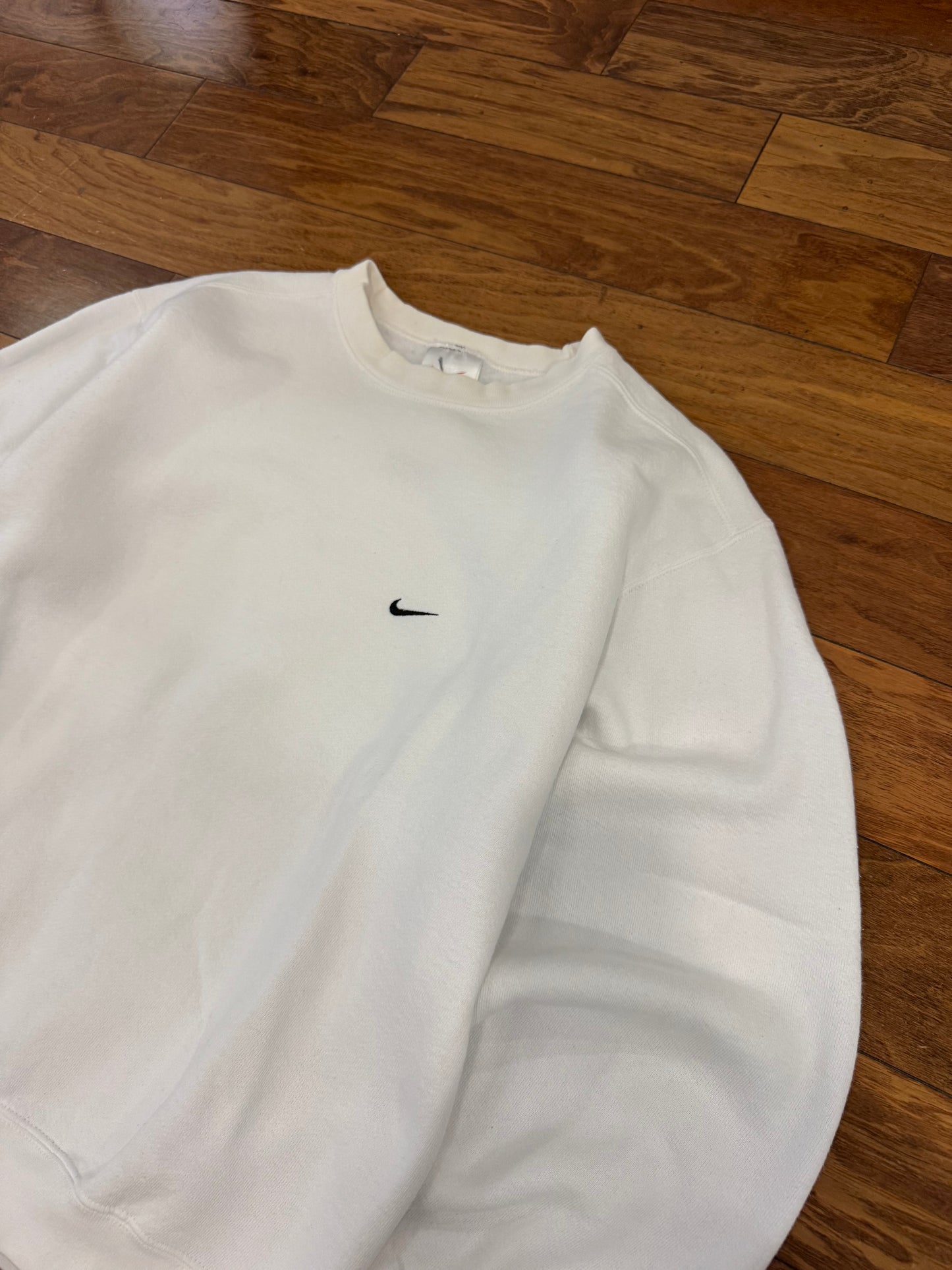 90s Nike White Essential Swoosh Crewneck (M)