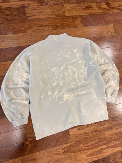 90s Nike Bleach Dye Mock Neck Distressed Crewneck (XL)