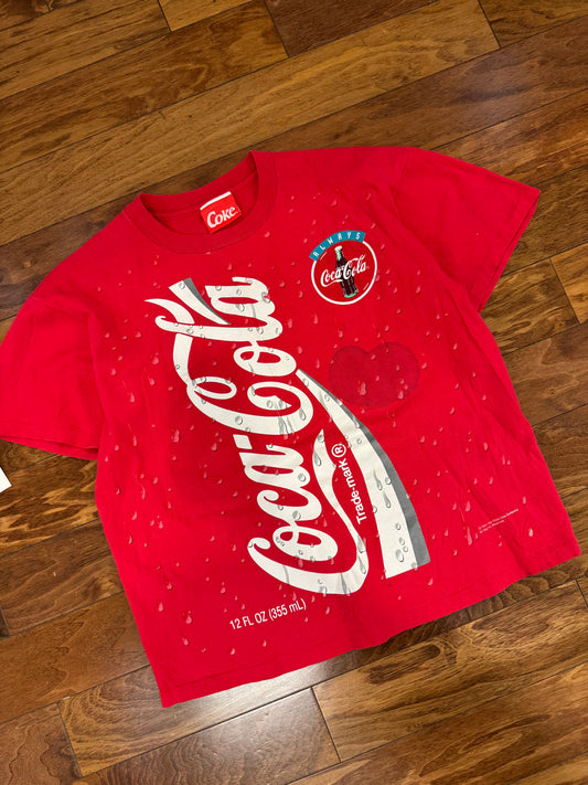 90s Coca Cola Spell Out Graphic Tee (L))