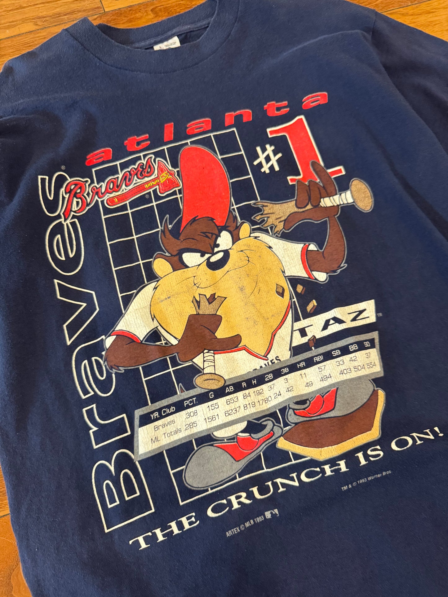 1993 Atlanta Braves Looney Tunes Taz MLB Tee (L)