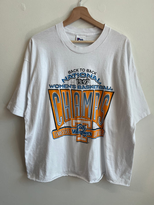 1997 Tennessee Lady Vols "Back to Back" Champs Cropped Tee (XL)