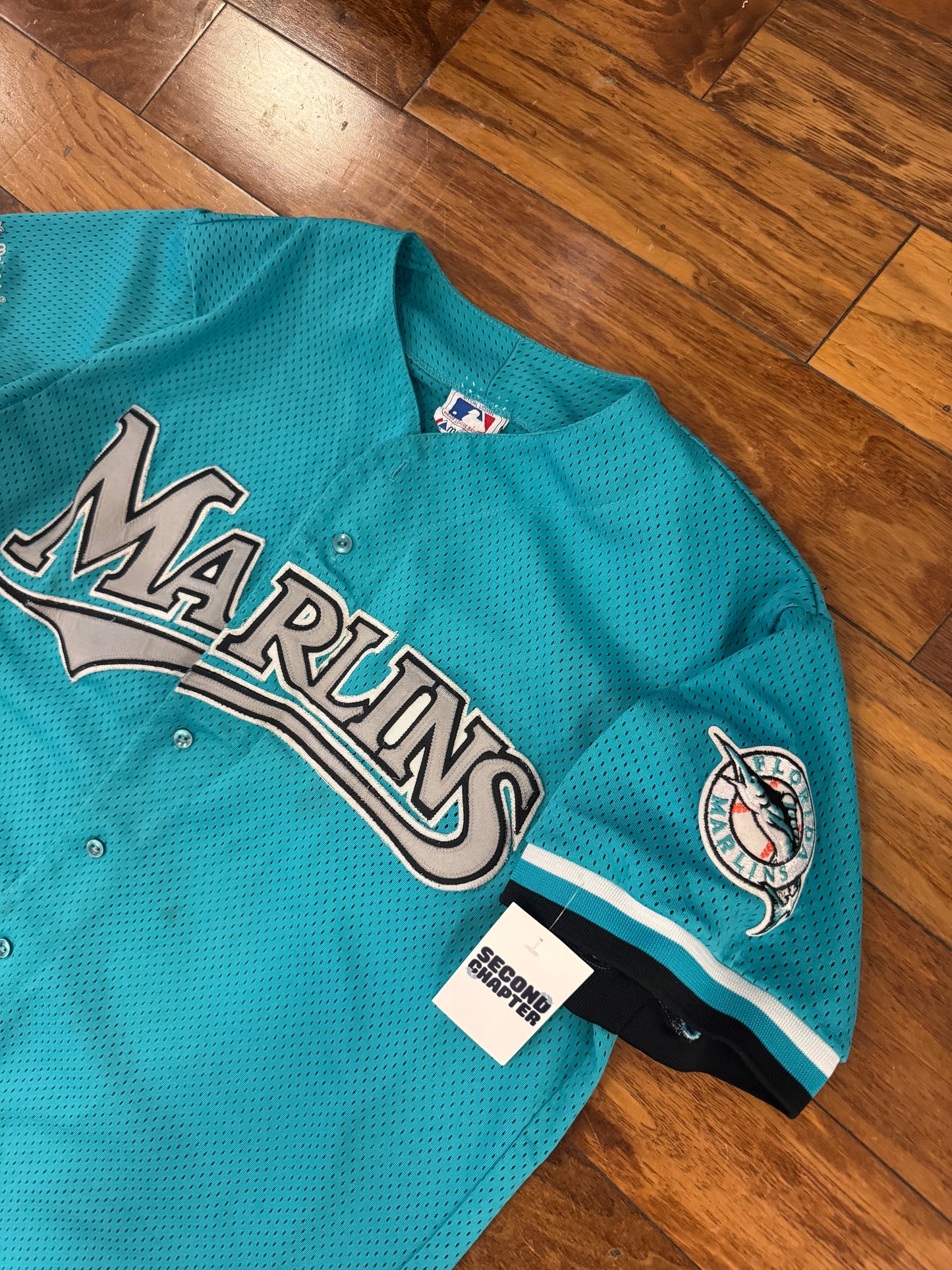 90s Florida Marlins Majestic Embroidered MLB Jersey (XL)