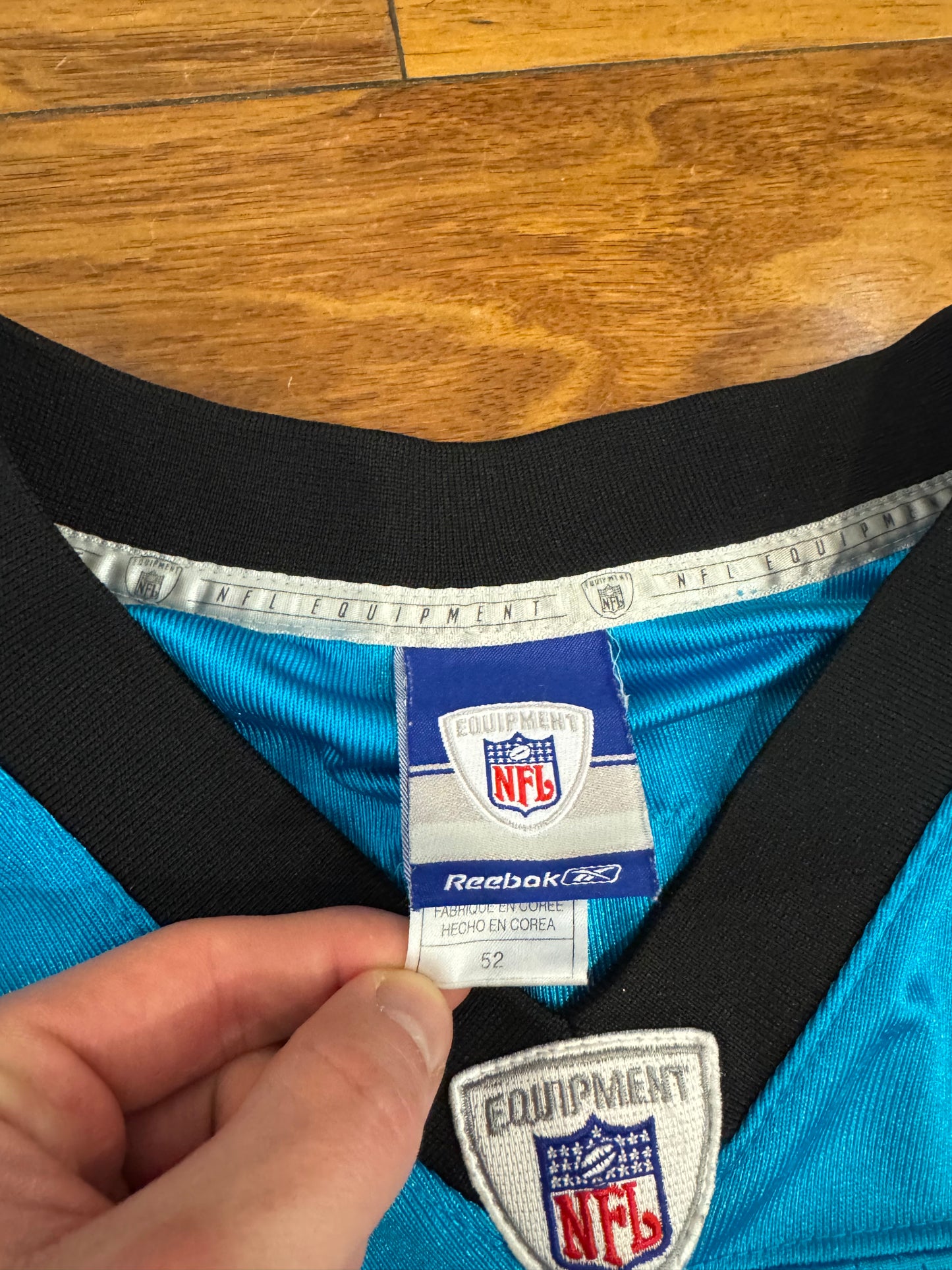 00s Carolina Panthers Stitched Keyshawn Johnson NFL Reebok Jersey (XL)