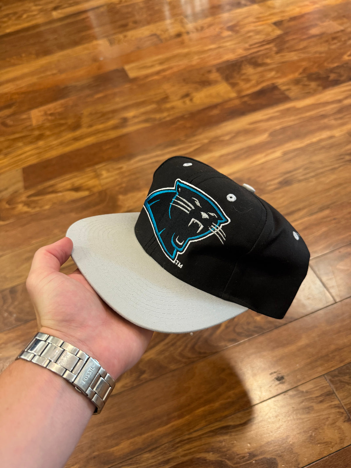 90s Carolina Panthers Big Logo Black/Grey Hat (OS)