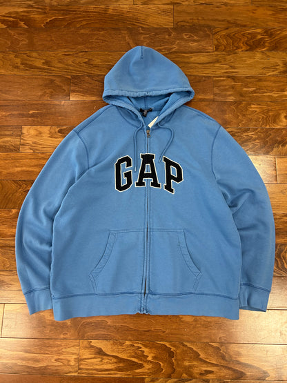 00s Gap Baby Blue Zip Up Hoodie (XL)