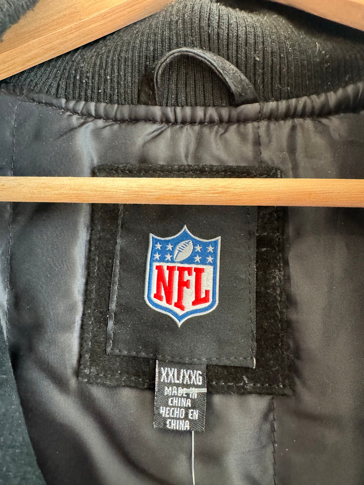 00s Carolina Panthers Suede Embroidered Patched NFL Jacket (XXL)
