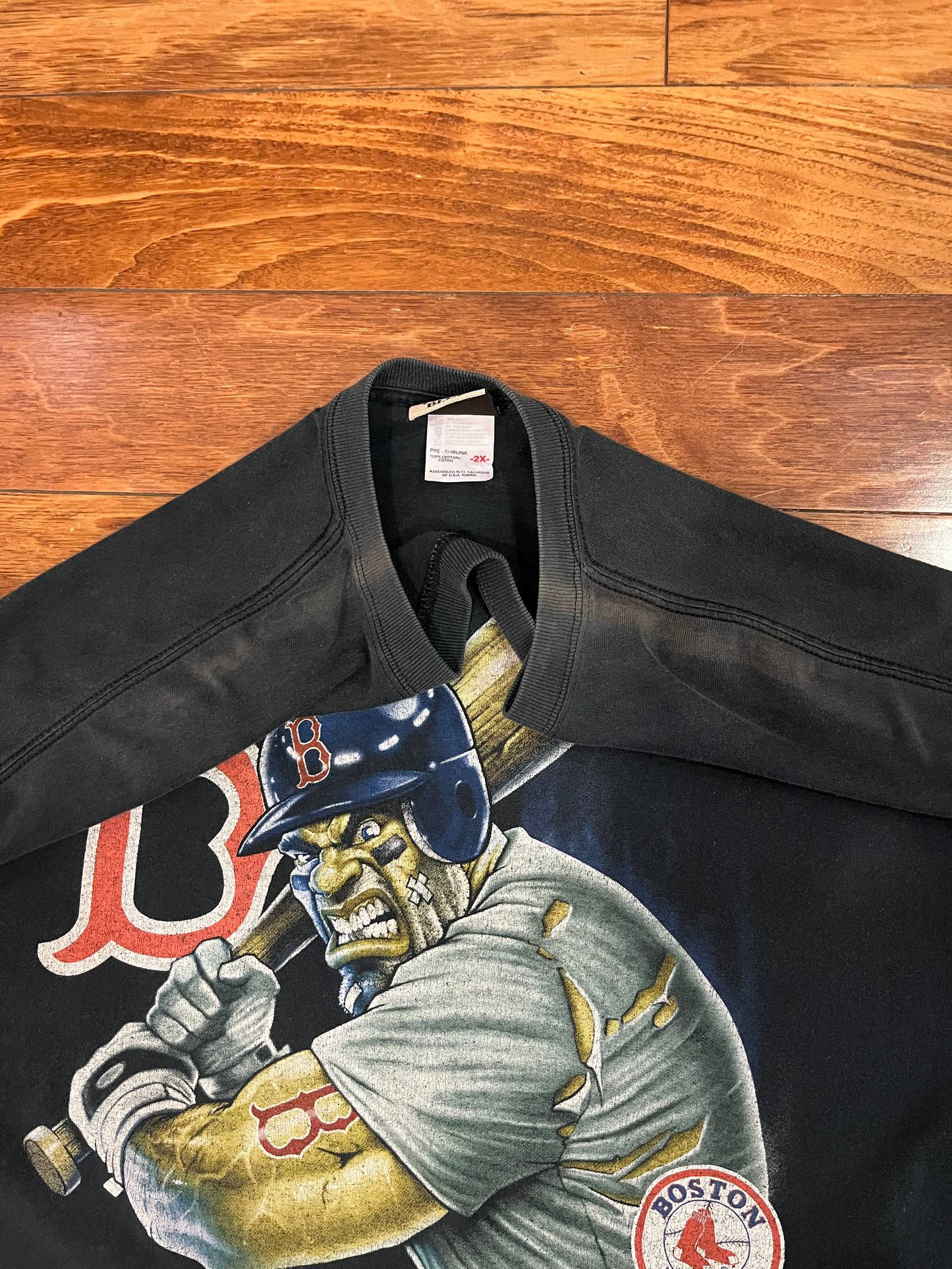 00s Boston Red Sox Mad Big Face Face Liquid Blue Tee (XXL)