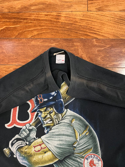 00s Boston Red Sox Mad Big Face Face Liquid Blue Tee (XXL)