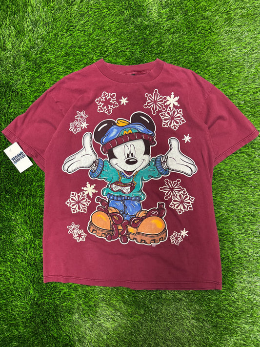 90s Mickey Snowflake Graphic Vintage Tee (XL)