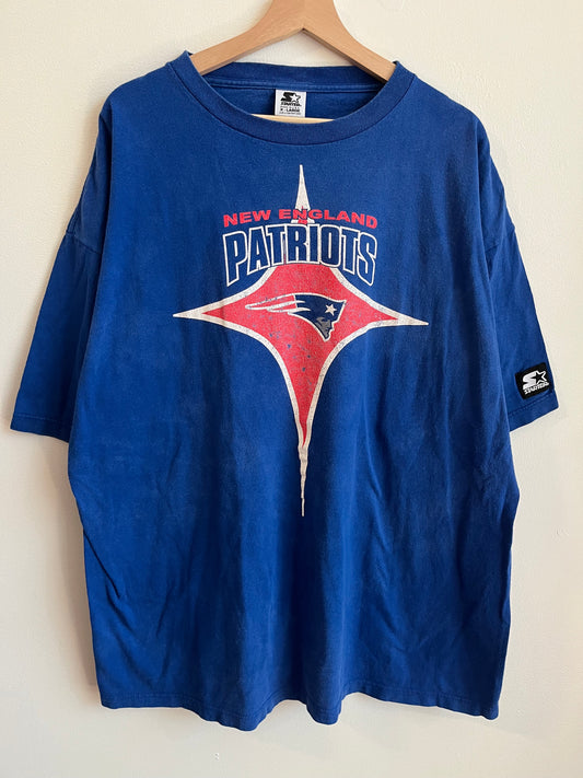 90s New England Patriots Starter Blue Tee (XL)