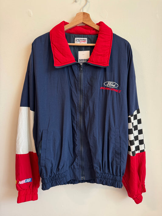 90s Ford Racing Checkered Flag Windbreaker (L)