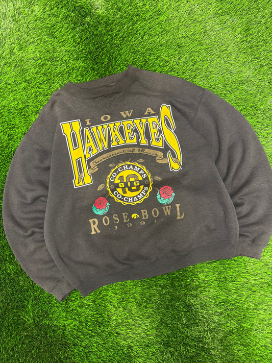 1991 University of Iowa Hawkeyes Rose Bowl Vintage Crewneck (L)
