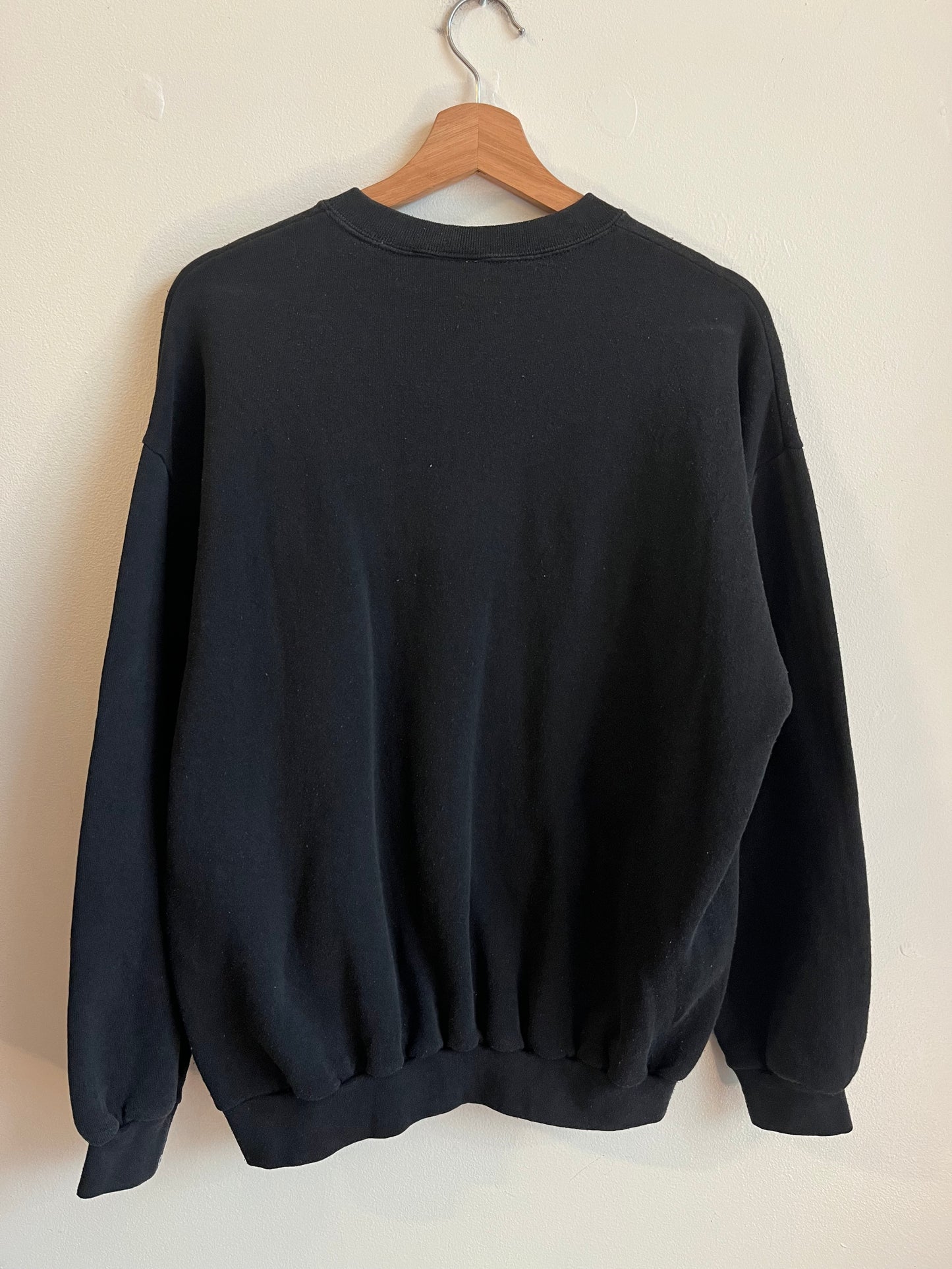 90s Carolina Panthers Logo 7 Embroidered Black Crewneck (L)