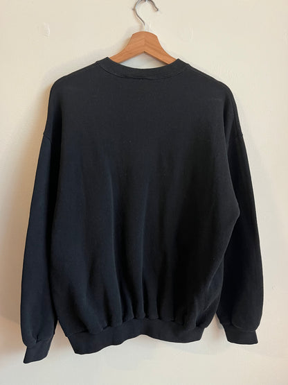 90s Carolina Panthers Logo 7 Embroidered Black Crewneck (L)