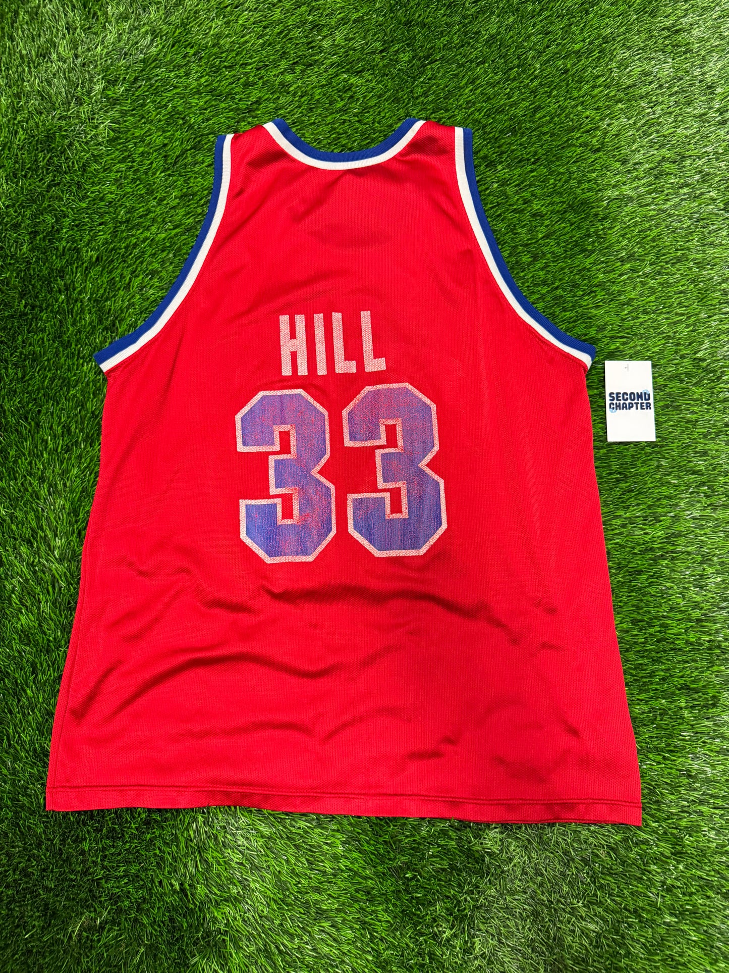 90s Detroit Pistons Grant Hill #33 Vintage Champion NBA Red Jersey (L)