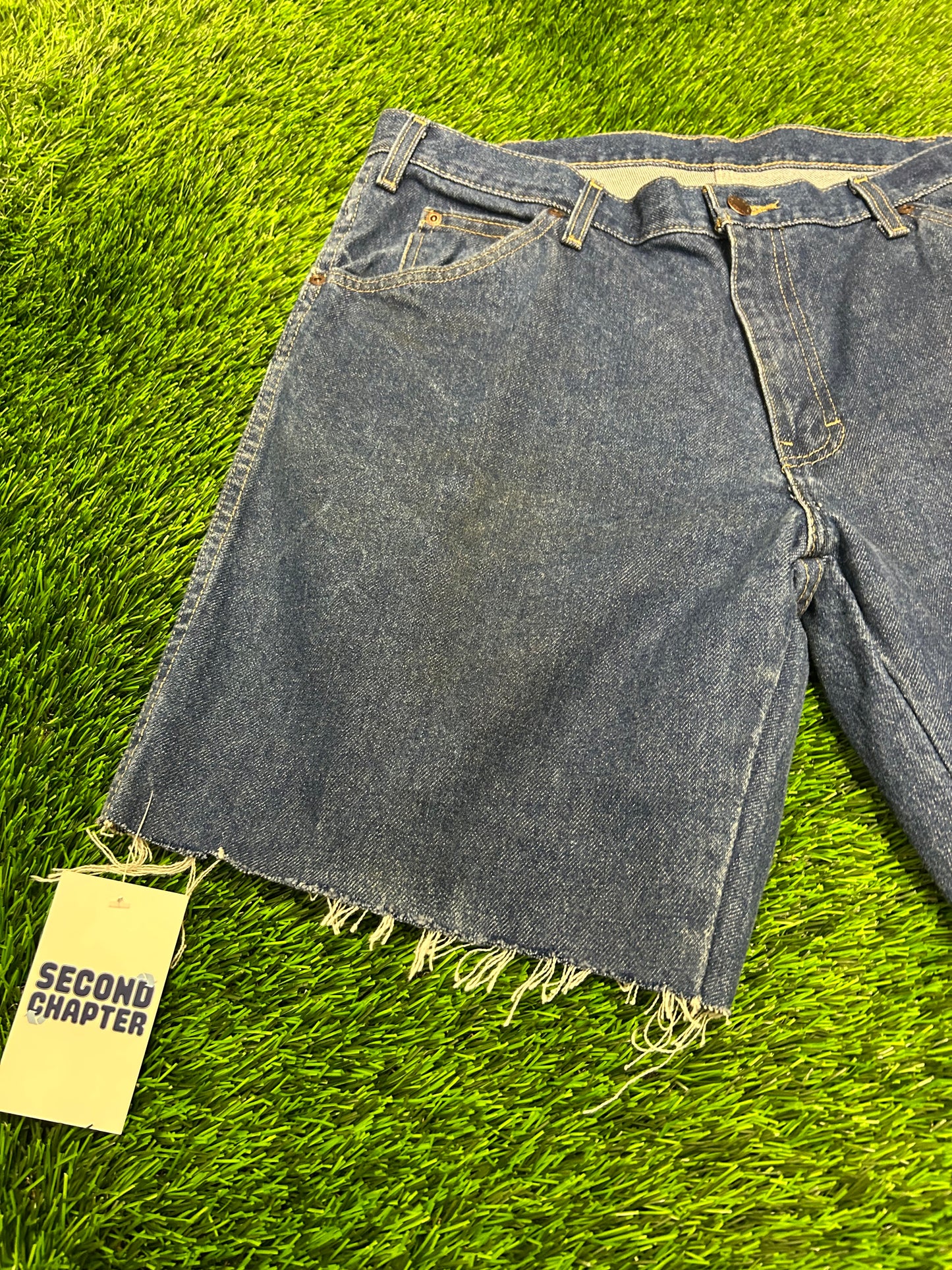 Dickies Workwear Frayed Cut Off Jean Shorts (36)