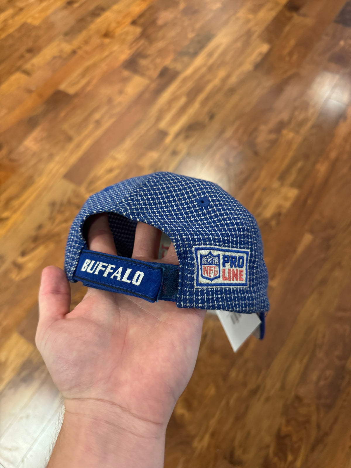 90s Buffalo Bills Logo Athletic Grid Spell Out Hat (OS)
