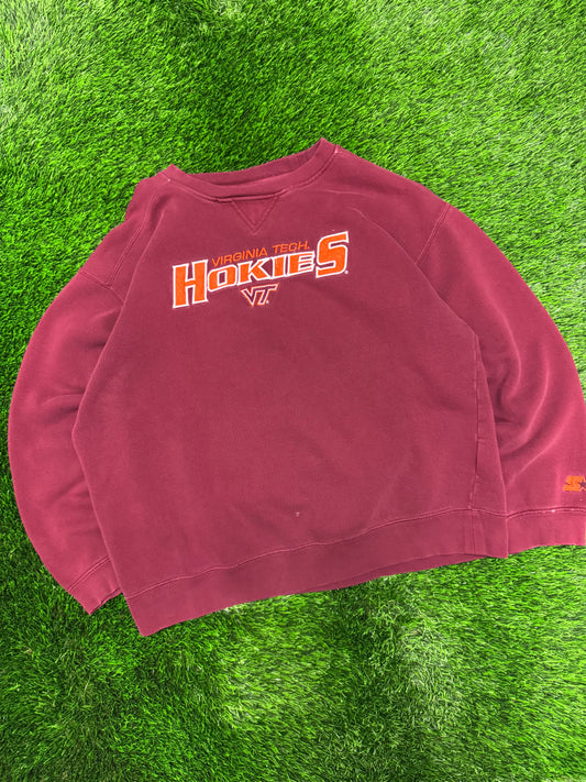 00s Virginia Tech Hokies Spell Out Vintage Starter Crewneck (XL)