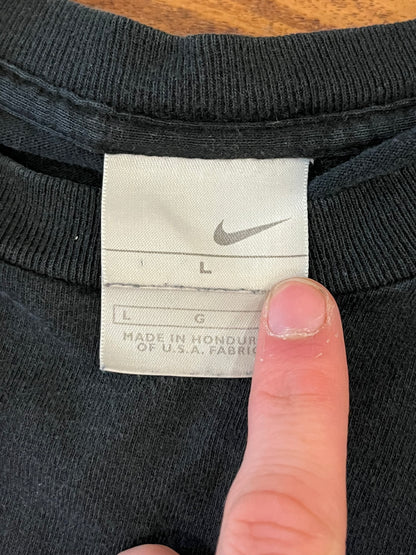 00s Nike Soccer Swoosh Black Tee (L)
