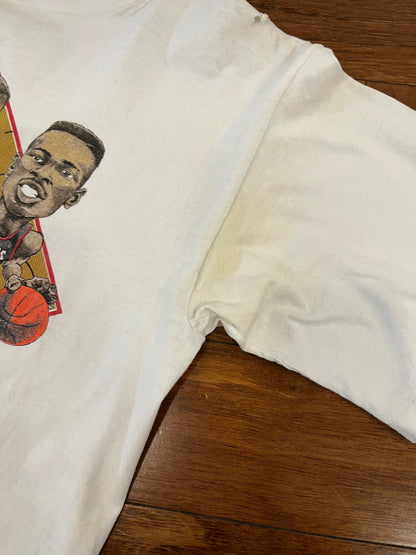 90s Vintage Portland Trail Blazers Caricature Young Guns Thrashed Tee (L)