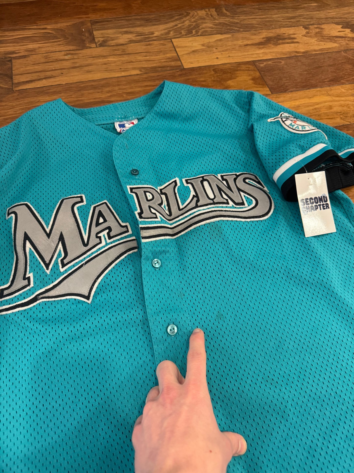 90s Florida Marlins Majestic Embroidered MLB Jersey (XL)