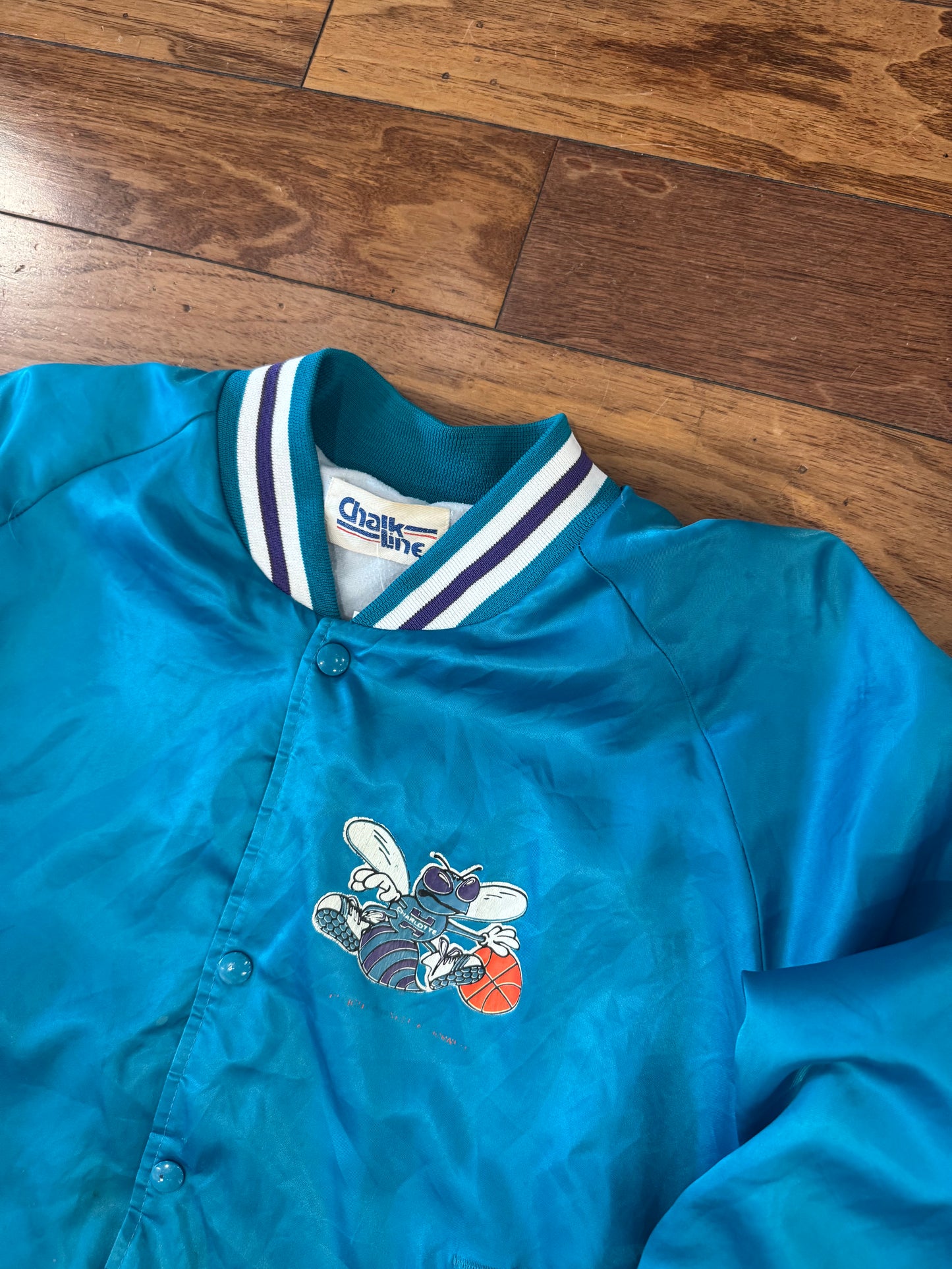 80s Charlotte Hornets Chalk Line Satin Jacket (L)