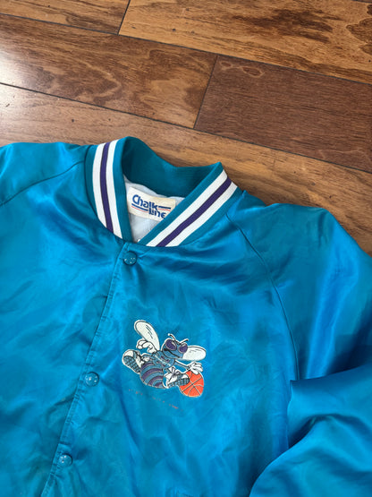 80s Charlotte Hornets Chalk Line Satin Jacket (L)