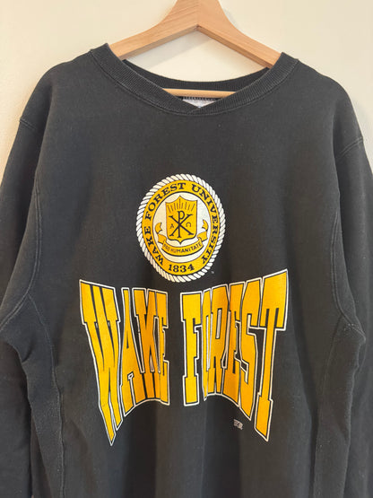 90s Wake Forest Spell Out Heavyweight Crewneck (L)