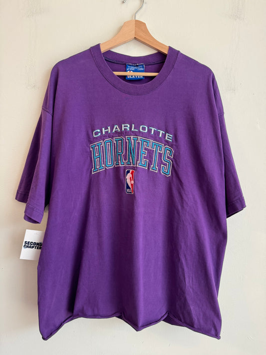 90s Charlotte Hornets Cropped Purple Pro Player Tee (XXL)