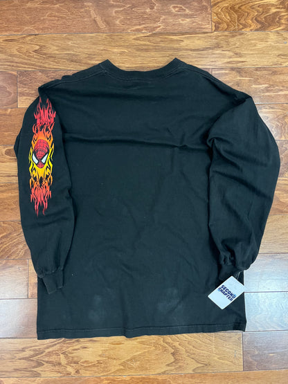 2001 Spiderman Flames Sleeve Hit Long-Sleeve Shirt (L)