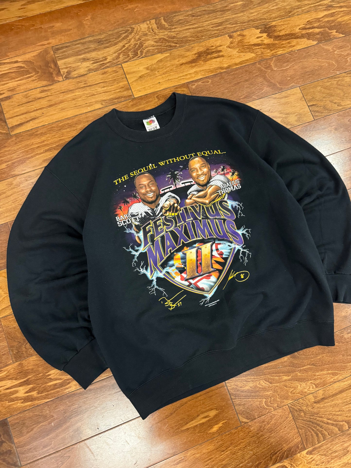 2006 Baltimore Ravens Festivus Maximus Bart Scott & Adalius Thomas Crewneck (L)