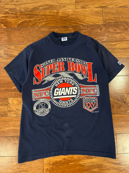 1990 New York Giants Super Bowl Logo 7 Tee (M)