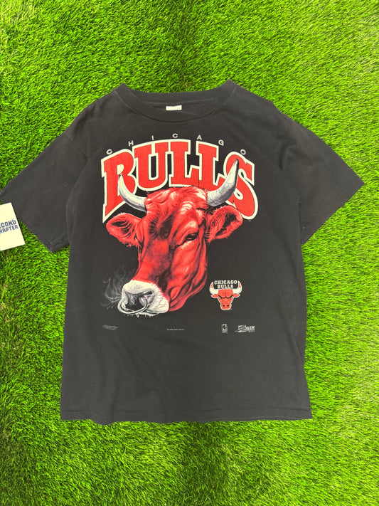 1991 Chicago Bulls Mascot Big Face Salem NBA Tee (L)