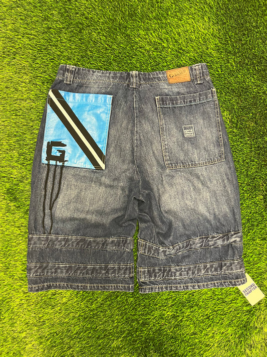 00s Marithe + Francois Girbaud Baggy Patched Jean Shorts (38)