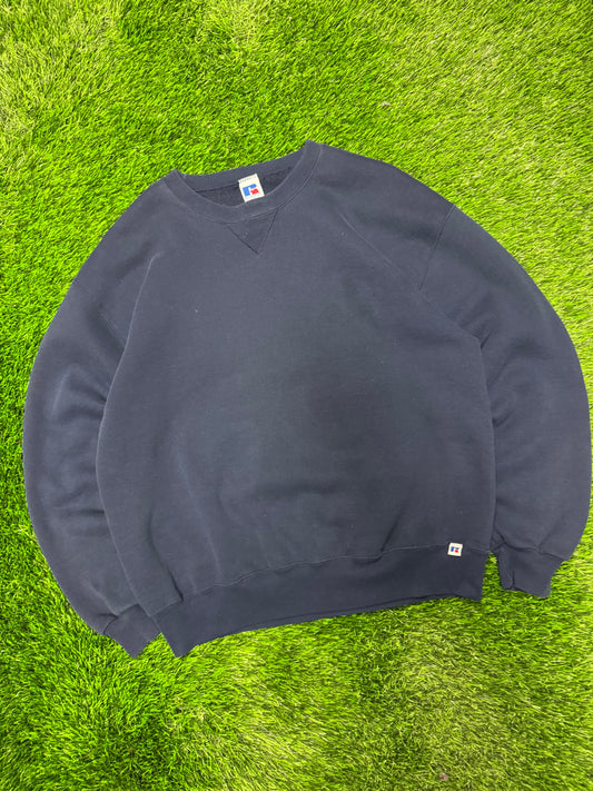 90s Russell Athletics Navy Blank Crewneck (L)