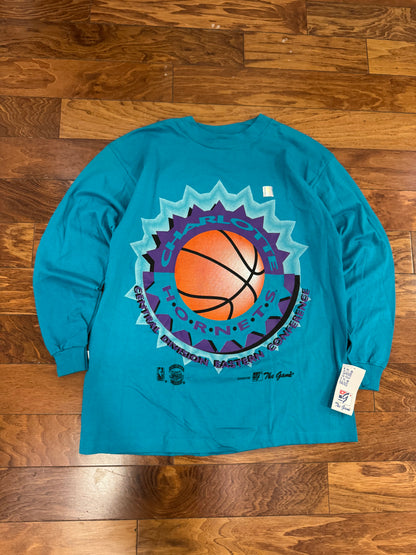 90s Charlotte Hornets Deadstock Long Sleeve Shirt (L)